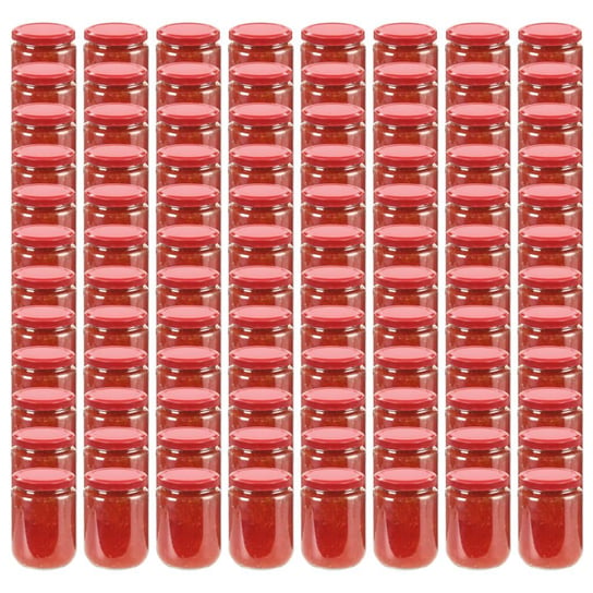 Szklane słoiki na dżem VidaXL, 96 szt., 230 ml, czerwone pokrywki vidaXL