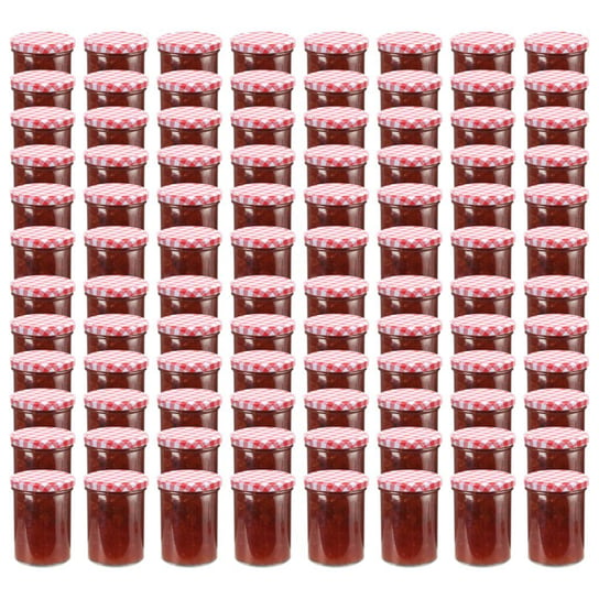 Szklane słoiki na dżem vidaXL, 96 szt, 400 ml, biało-czerwone pokrywki vidaXL
