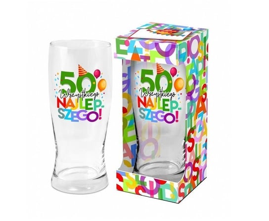 Szklanka do piwa urodzinowe literki na 50 urodziny BGtech