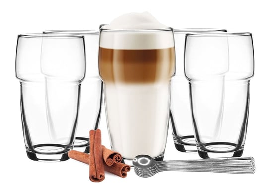 Szklanki do latte, kawy, drinków zestaw 6 szklanek i 6 łyżeczek GLASMARK