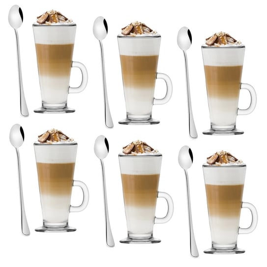 Szklanki Do Latte Kawy Herbaty Komplet Dla 6 Osób 290 Ml + Łyżeczki Inna marka