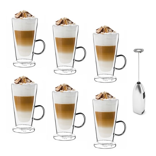 Szklanki termiczne do kawy Tadar Sublime Latte 250 ml 6 szt. i spieniacz do mleka Tadar