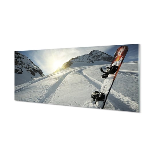 Szklany fotoobraz TULUP Deska w śniegu góry, 125x50 cm Tulup