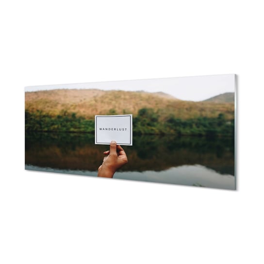 Szklany lacobel + klej Panorama napis dłoń 125x50 cm Tulup