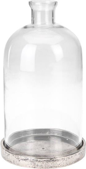 Szklany lampion, srebrny, 15 cm 
