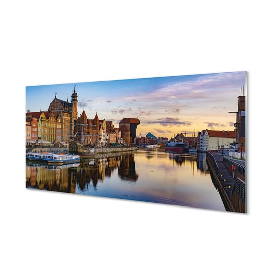 Szklany obraz TULUP grafika Gdańsk Port rzeka, 100x50 cm cm Tulup
