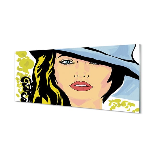 Szklany obraz TULUP grafika Kobieta kapelusz, 125x50 cm Tulup