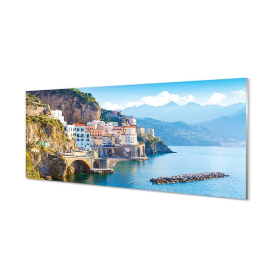 Szklany obraz TULUP Włochy Morze wybrzeże budynki, 125x50 cm Tulup