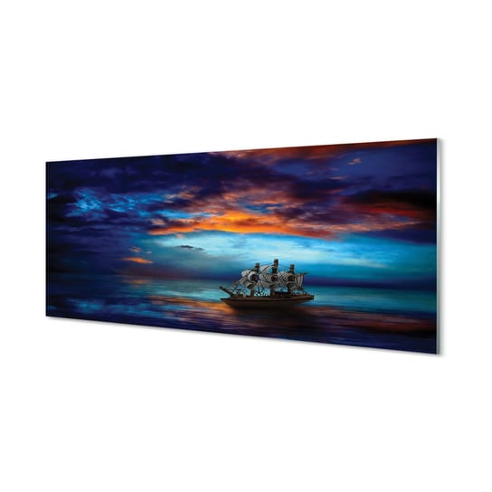 Szklany panel Chmury statek morze wieczór 125x50 cm Tulup