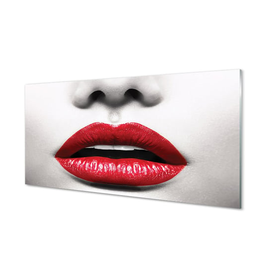 Szklany panel Czerwone usta nos kobieta 120x60 cm Tulup