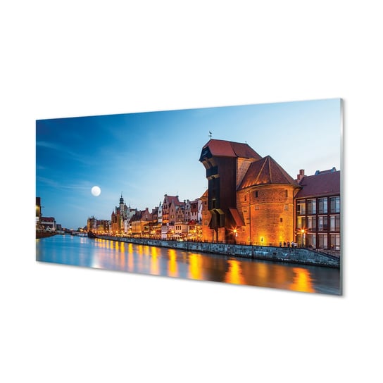 Szklany panel Gdańsk Rzeka noc stare miasto 120x60 Tulup