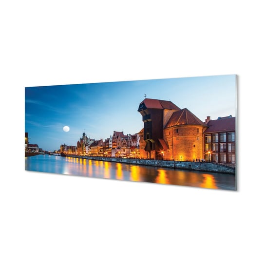 Szklany panel Gdańsk Rzeka noc stare miasto 125x50 cm Tulup