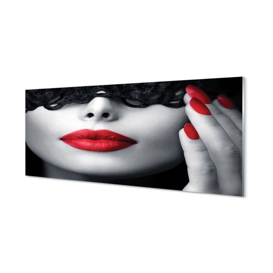 Szklany panel + klej Czerwone usta kobieta 125x50 cm Tulup