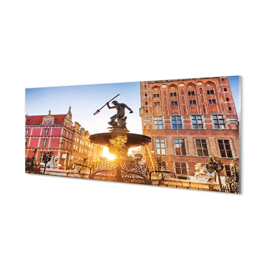 Szklany panel + klej Gdańsk Pomnik fontanna 125x50 cm Tulup