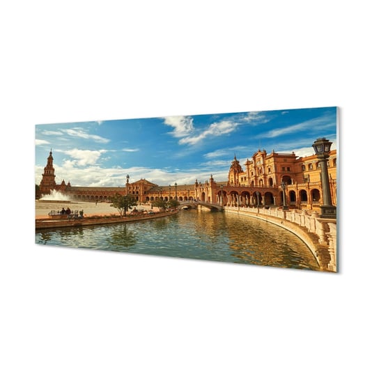 Szklany panel + klej Hiszpania Stary rynek 125x50 cm Tulup