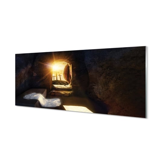 Szklany panel + klej Jaskinia krzyże słońce 125x50 cm Tulup
