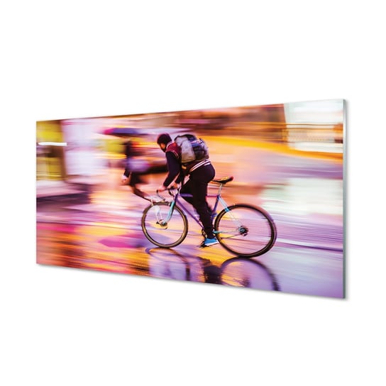 Szklany panel + klej Rower światła człowiek 120x60 Tulup