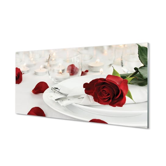 Szklany panel + klej Róże świeczki kolacja 120x60 Tulup