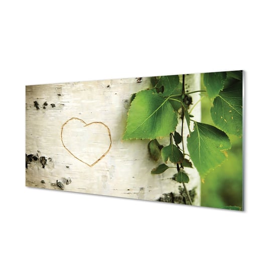 Szklany panel + klej Serce brzozy liście 120x60 cm Tulup