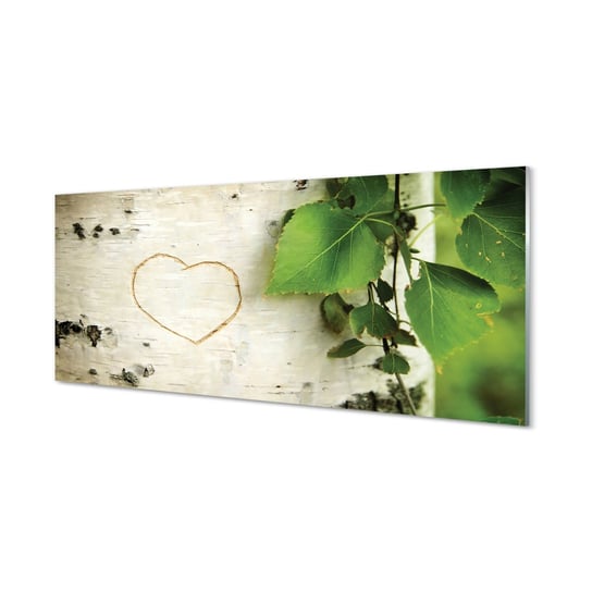 Szklany panel + klej Serce brzozy liście 125x50 cm Tulup