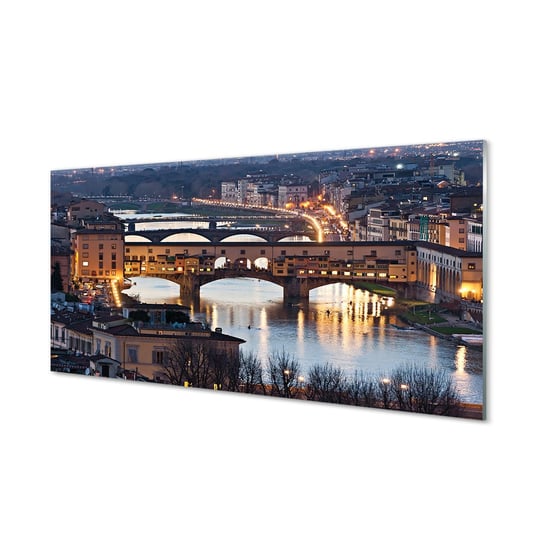 Szklany panel + klej Włochy Mosty noc rzeka 120x60 Tulup