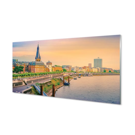 Szklany panel Niemcy Wschód słońca rzeka 120x60 cm Tulup