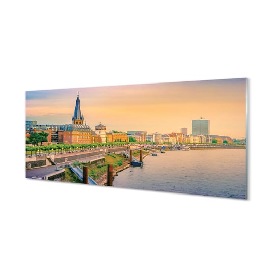 Szklany panel Niemcy Wschód słońca rzeka 125x50 cm Tulup