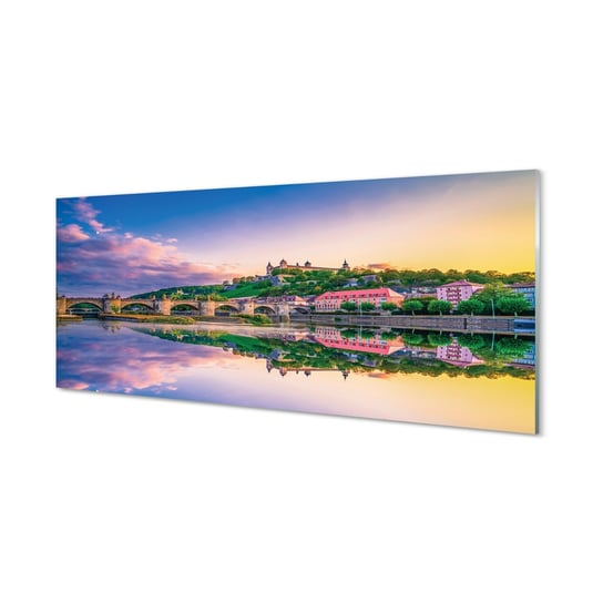 Szklany panel Niemcy Zachód słońca rzeka 125x50 cm Tulup