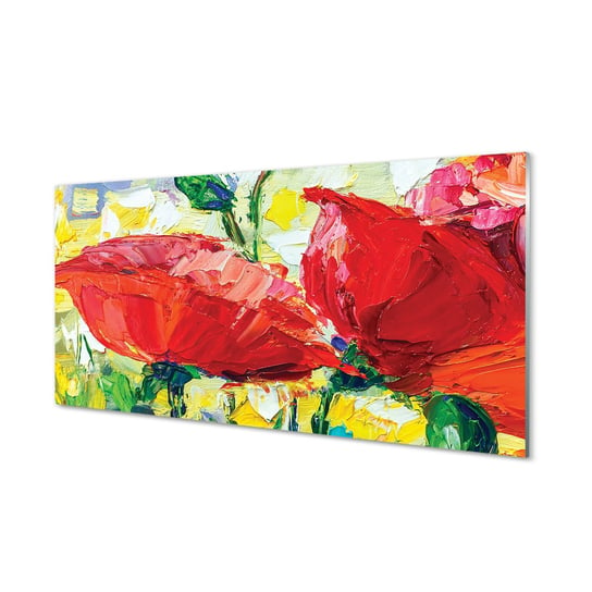 Szklany panel ochronny Czerwone kwiaty 120x60 cm Tulup