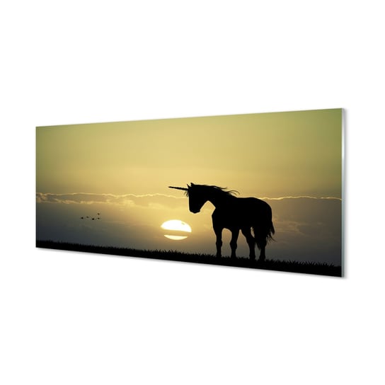 Szklany panel Pole zachód słońca jednorożec 125x50 cm Tulup