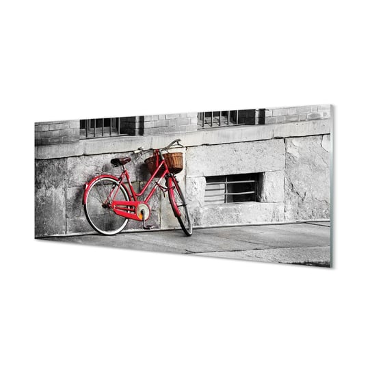 Szklany panel Rower czerwony z koszykiem 125x50 cm Tulup