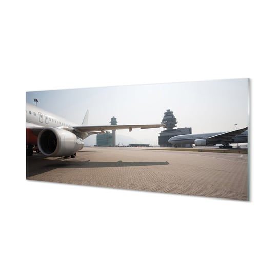Szklany panel Samolot budynki lotnisko 125x50 cm Tulup