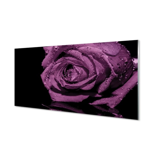 Szklany panel ścienny + klej Fioletowa róża 120x60 Tulup