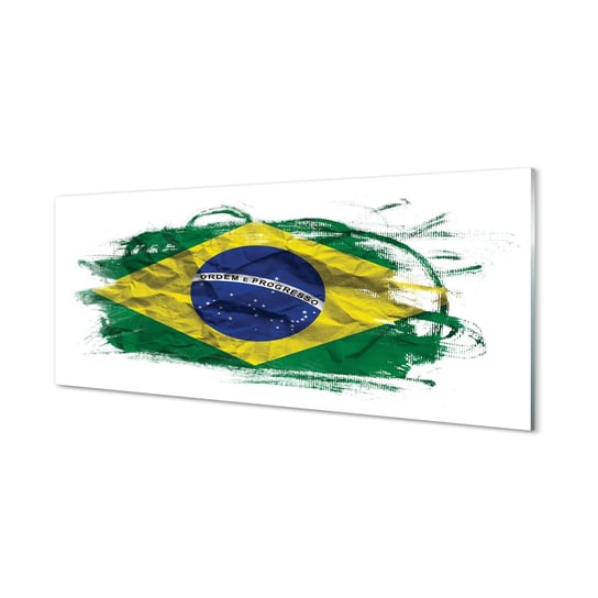 Szklany panel ścienny + klej Flaga Brazylii 125x50 cm Tulup