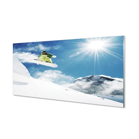 Szklany panel Śnieg deska człowiek góry 120x60 cm Tulup
