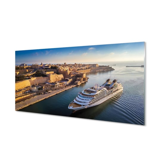 Szklany panel Statek morze miasto niebo 120x60 cm Tulup