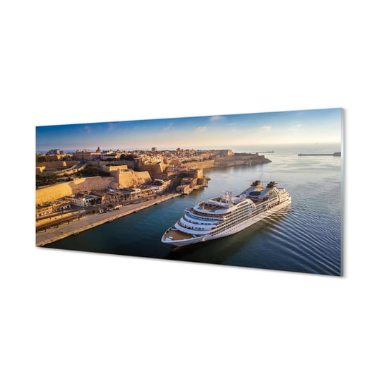 Szklany panel Statek morze miasto niebo 125x50 cm Tulup