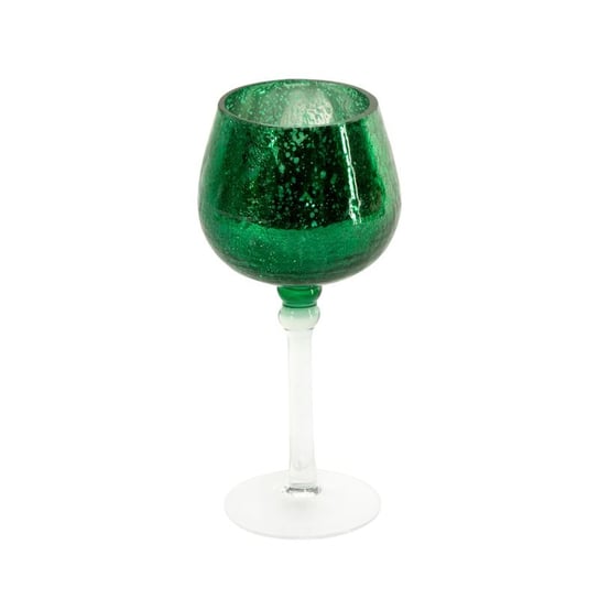 Szklany świecznik dekoracyjny kielich c. zielony VERRE Eurofirany