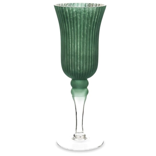 Szklany Świecznik Dekoracyjny - Zielony Kielich Laj 30 Cm Duwen