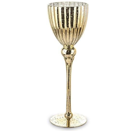 Szklany świecznik na nóżce — złoty kielich Todes 40 cm Duwen