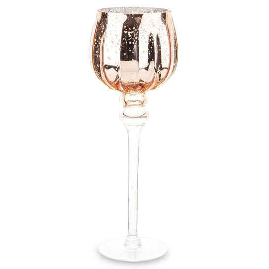 Szklany Świecznik - Różowy Kielich Assan 35 Cm Duwen