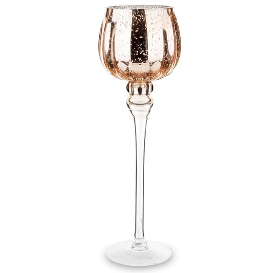 Szklany świecznik - różowy kielich Assan 40 cm Duwen