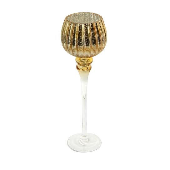 Szklany świecznik w formie kielicha złoty 12X40 JOWITA Eurofirany