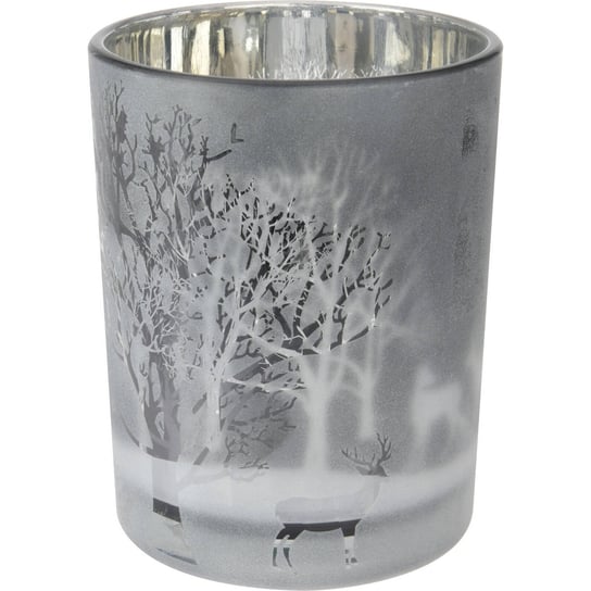 Szklany świecznik ze świątecznym wzorem, 12 cm Home Styling Collection