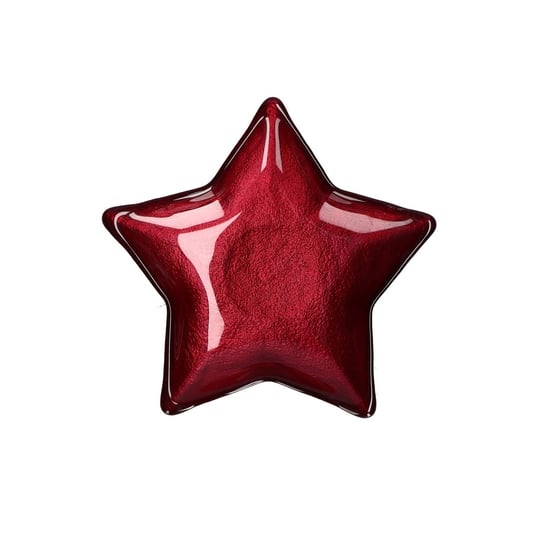 Szklany talerz w kształcie gwiazdki Neimieipensieri - Czerwony, 16 cm Rituali Domestici