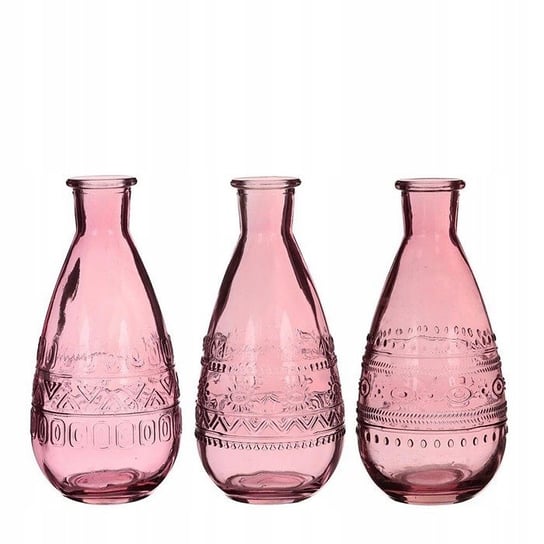 Szklany wazon świecznik 15,8 cm butelka różowa Inna marka