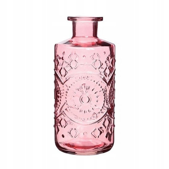 Szklany wazon świecznik 21 cm butelka różowa Inna marka