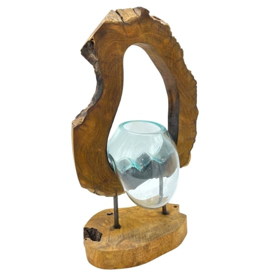 Szklany Wazon Wtopiony w Drewno - Art Vase Inna marka