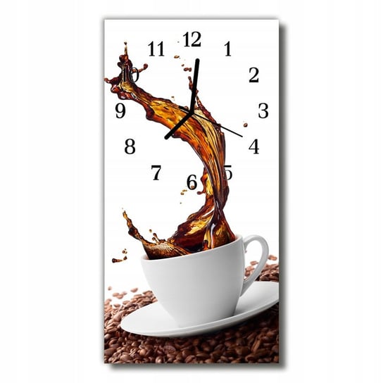 Szklany zegar ścienny - bezgłośny pionowy motyw Kawa filiżanka 30x60 Inna marka
