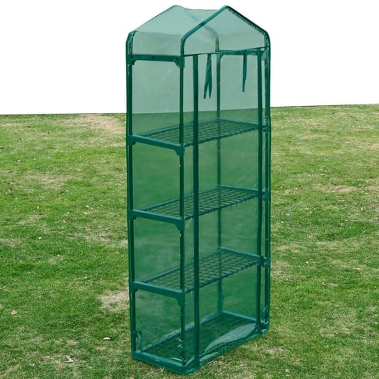 Szklarnia ogrodowa z półkami, zielona, 69x32x160 cm vidaXL